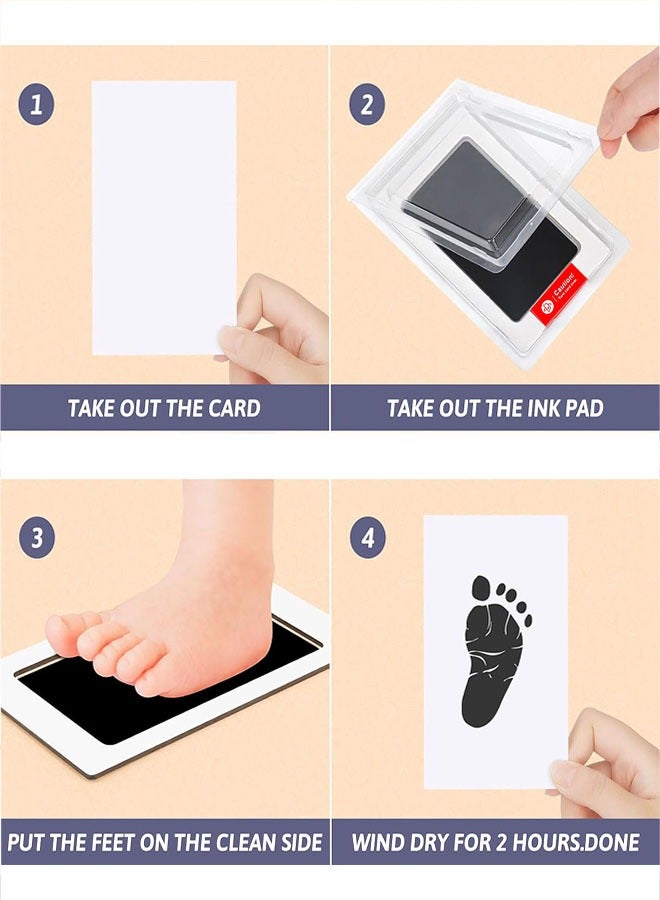 Baby Handprint and Footprint Kit, 3 Baby Handprint Ink Pads, 6 Imprint Cards, Baby Footprint Kit, Pet Dog Paw Print Set for Feet and Hands, Family Keepsake - Black - Image 3
