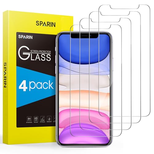SPARIN Screen Protector Compatible with iPhone 11 / XR 6.1 inch, 4 Pack HD Clear 9H Tempered Glass Anti-Scratch and Case Friendly - Image 1