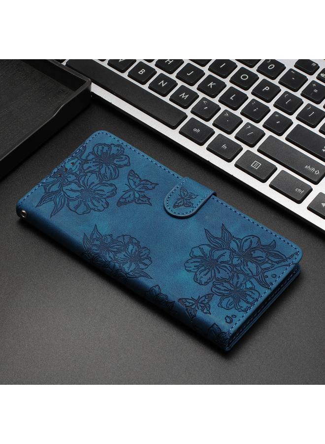 S-TOP Case For Samsung Galaxy A04 Cherry Blossom Butterfly Skin Feel Embossed PU Phone Case - Image 2