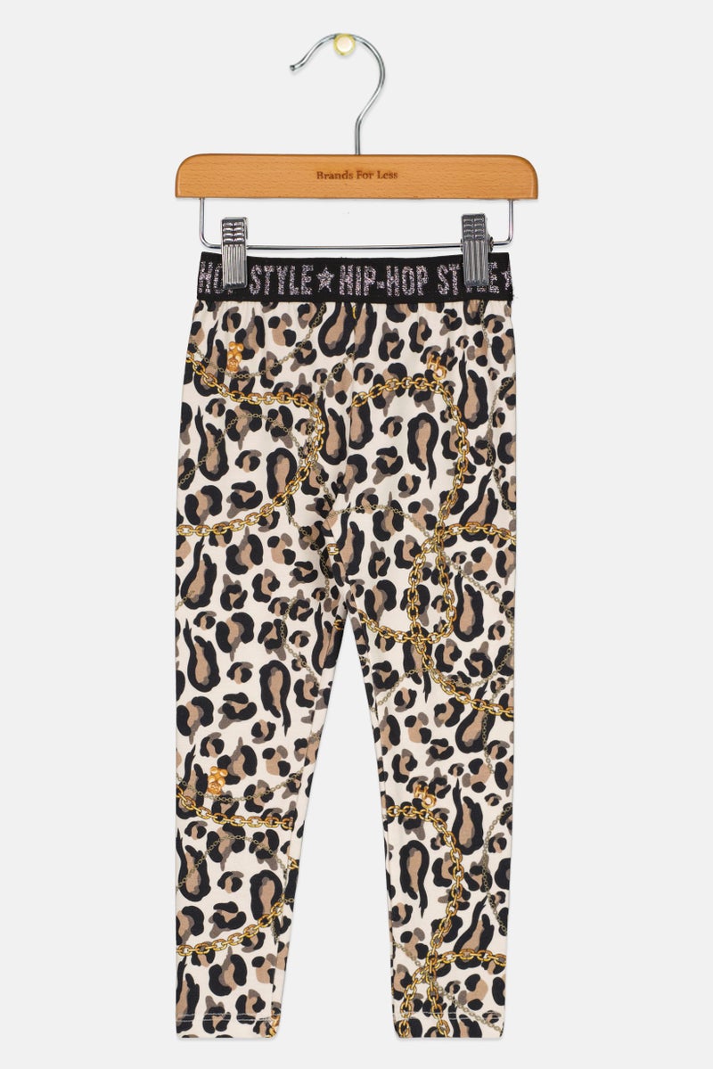 Choupette Toddlers Girl Leopard Print Pull On Leggings, Multicolor - Image 1
