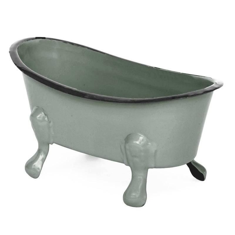Rustic Enamel 1 Piece 55 Metal Clawfoot Mini Bathtub Soap Dish Mini Bath Tub Decoration Clawfoot Tub Soap Caddy Grey
