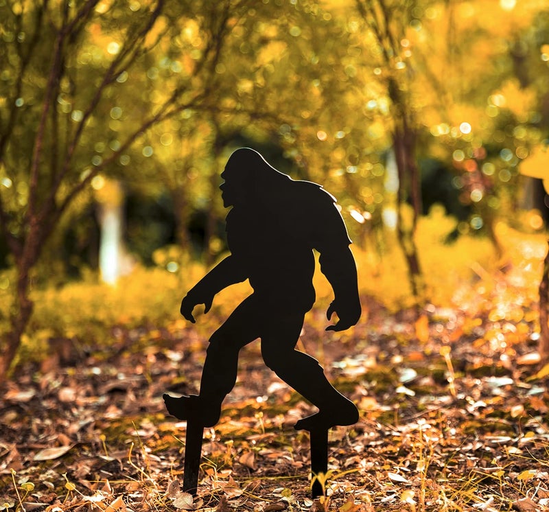 CINPIUK Bigfoot Garden Stake Metal Sasquatch Yard Sign Christmas Outdoor Decoration Black Bigfoot Sculpture for Lawn Patio Decor