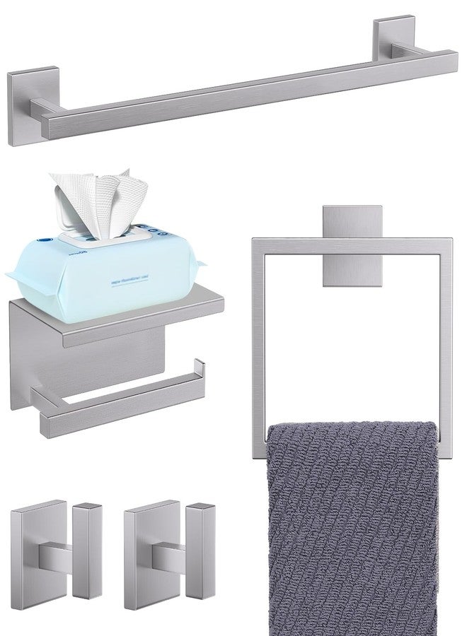 YACVCL 5-Pieces Brushed Nickel Bathroom Hardware Accessories Set Towel Bar Set Upgraded Toilet Paper Holder with Shelf Stainless Steel Wall-Mounted Bathroom Hardware Set 23.6 Inch - Image 1
