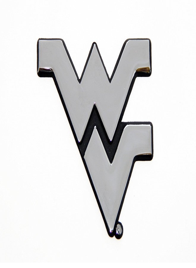 AMG Auto Emblems WVU Mountaineers Metal Auto Emblem - Chrome, Silver - Universal Fit - Car Compatible