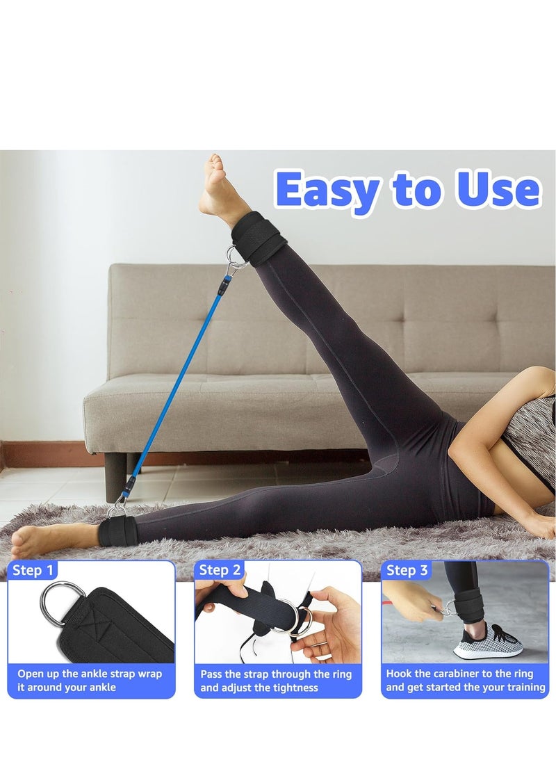 Generic Ankle Resistance Bands with Cuffs 6Pcs Adjustable Ankle Straps Stretchy Breathable Ankle Weights for Home Gym, Leg Workout, Fitness Equipment for Women  Men  - Image 4