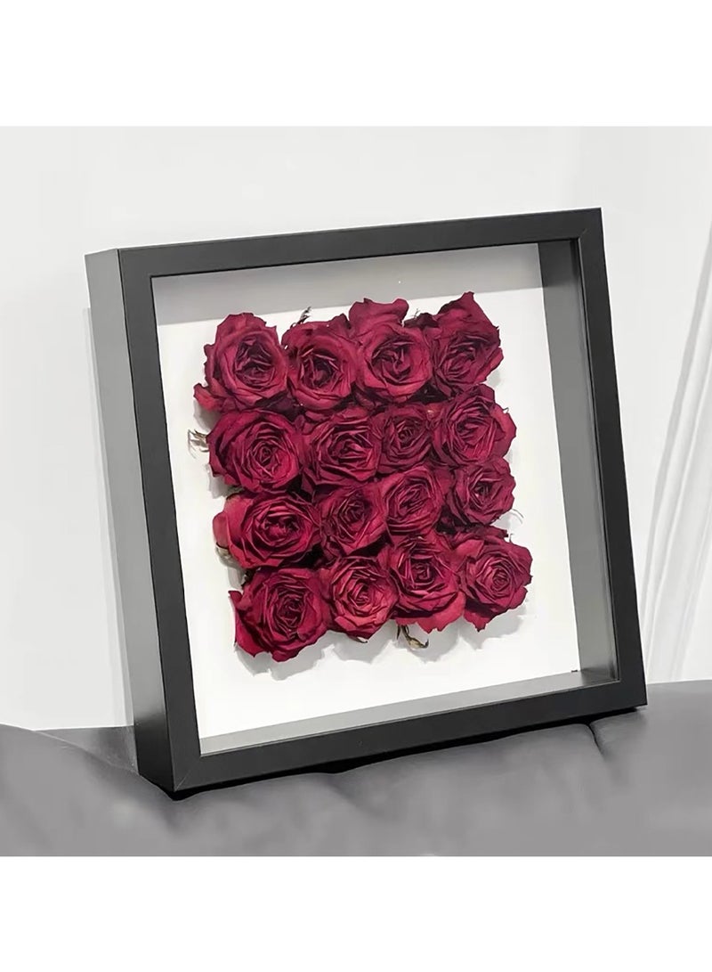2pcs Shadow Box Frame Display Case 8x8'', Dried Flower Photo Frame, 3D Picture Frame Display Case Deeper 3cm with Transparent Acrylic Panel for Photos, DIY Crafts, Wedding Souvenir (Black 8x8)  - Image 4