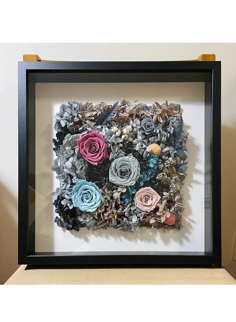 2pcs Shadow Box Frame Display Case 8x8'', Dried Flower Photo Frame, 3D Picture Frame Display Case Deeper 3cm with Transparent Acrylic Panel for Photos, DIY Crafts, Wedding Souvenir (Black 8x8)  - Image 3