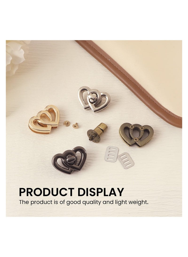 Heart Shaped Metal Twist Lock Set for Handbag Making 6 Durable Purse Clasp Hardware for Creative Crochet Bags and Accessories - Image 4