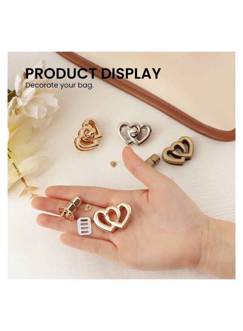 Heart Shaped Metal Twist Lock Set for Handbag Making 6 Durable Purse Clasp Hardware for Creative Crochet Bags and Accessories - Image 2