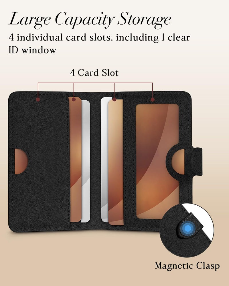 Shorogyt for Magnetic Phone Wallet Compatible with Magsafe Card Holder - Luxury Slim Leather Mag Wallets for Men Women Fit 4 Cards, for iPhone 17/16/15/14/13/12 Series for Apple RFID Magnet, Black - Image 4