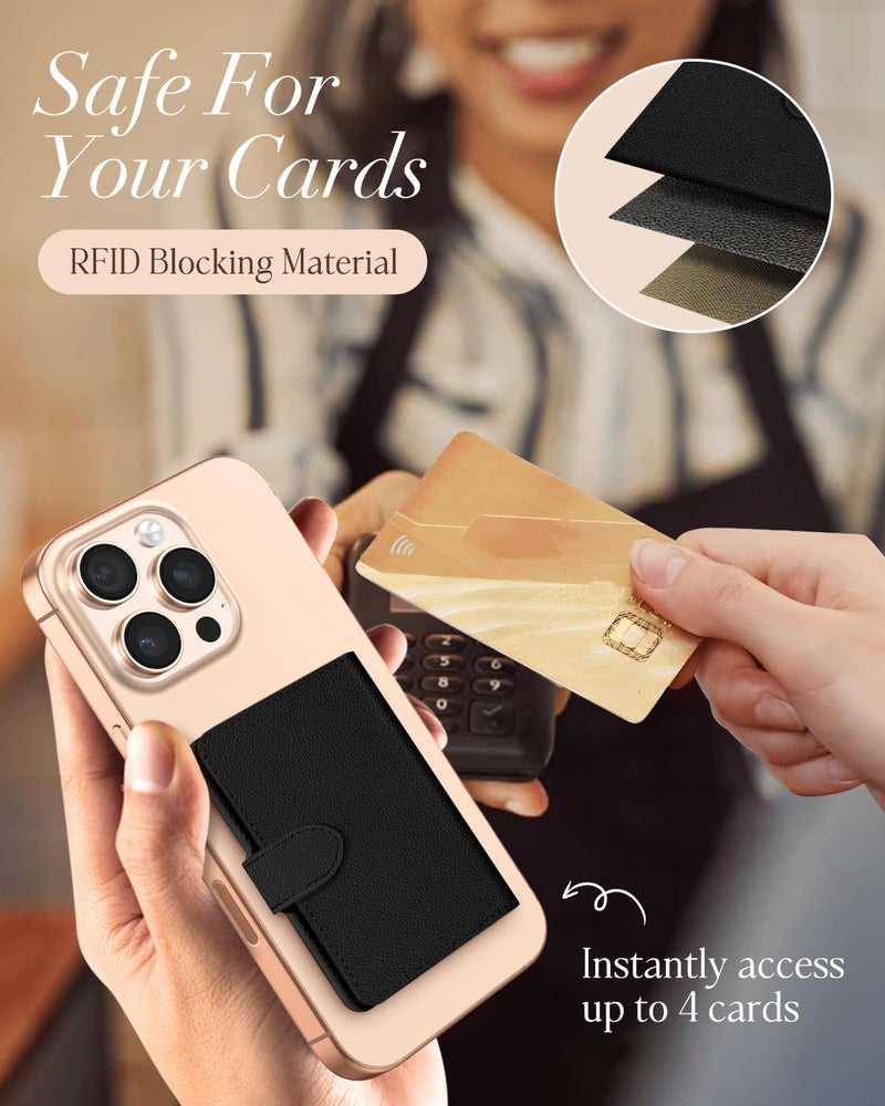 Shorogyt for Magnetic Phone Wallet Compatible with Magsafe Card Holder - Luxury Slim Leather Mag Wallets for Men Women Fit 4 Cards, for iPhone 17/16/15/14/13/12 Series for Apple RFID Magnet, Black - Image 5