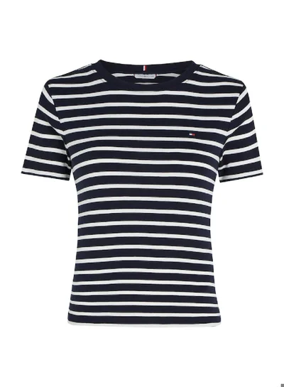 TOMMY HILFIGER Women's Flag Embroidery Slim Fit T-Shirt -  Pure cotton, Multicolored