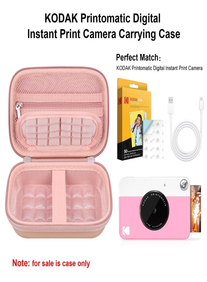 Elonbo Camera Carrying Case for KODAK Printomatic Digital Instant Print Camera, Portable Bluetooth Photo Printer Storage Holder Bag, Mesh Bag Fits Zink Photo Paper,MicroSD Card,Cable,Rose Gold+Gold - Image 2