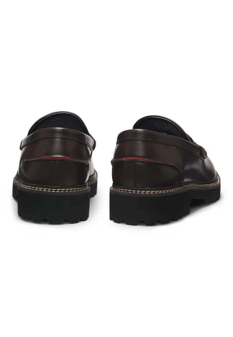 HUGO Leather loafers with lug outsole