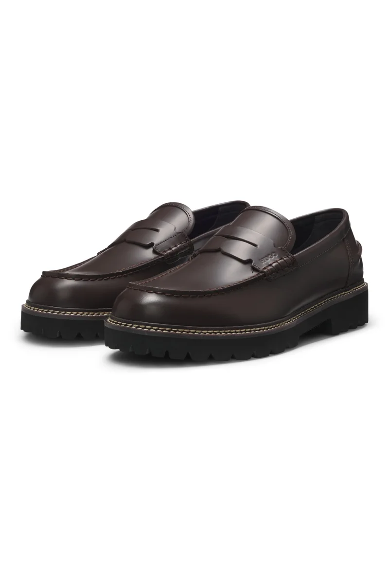 HUGO Leather loafers with lug outsole