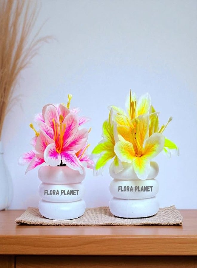 Flora Planet Artificial Flowers with Pot - Set of 6 | Decorative Faux Plants for Home, Office, Living Room & Table Décor | Long-Lasting, Realistic & Maintenance-Free Indoor Decoration (1, Round) - Image 4