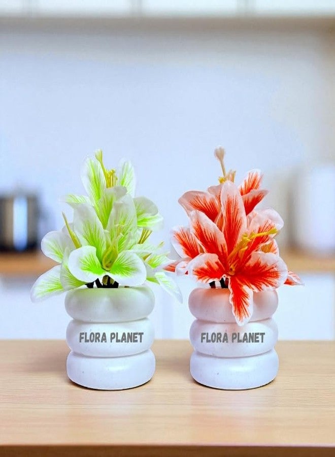 Flora Planet Artificial Flowers with Pot - Set of 6 | Decorative Faux Plants for Home, Office, Living Room & Table Décor | Long-Lasting, Realistic & Maintenance-Free Indoor Decoration (1, Round) - Image 5