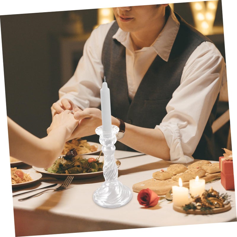 Clear Glass Tealight Holder Elegant Candlestick For Wedding Dinner Party Home Decor - Image 5