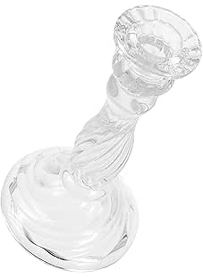 Clear Glass Tealight Holder Elegant Candlestick For Wedding Dinner Party Home Decor - Image 1
