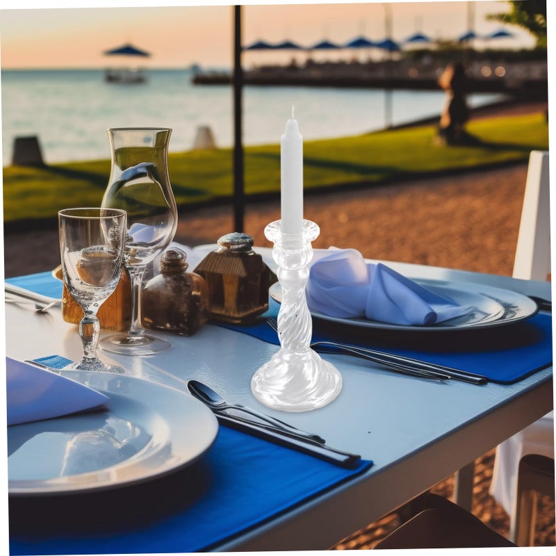 Clear Glass Tealight Holder Elegant Candlestick For Wedding Dinner Party Home Decor - Image 3