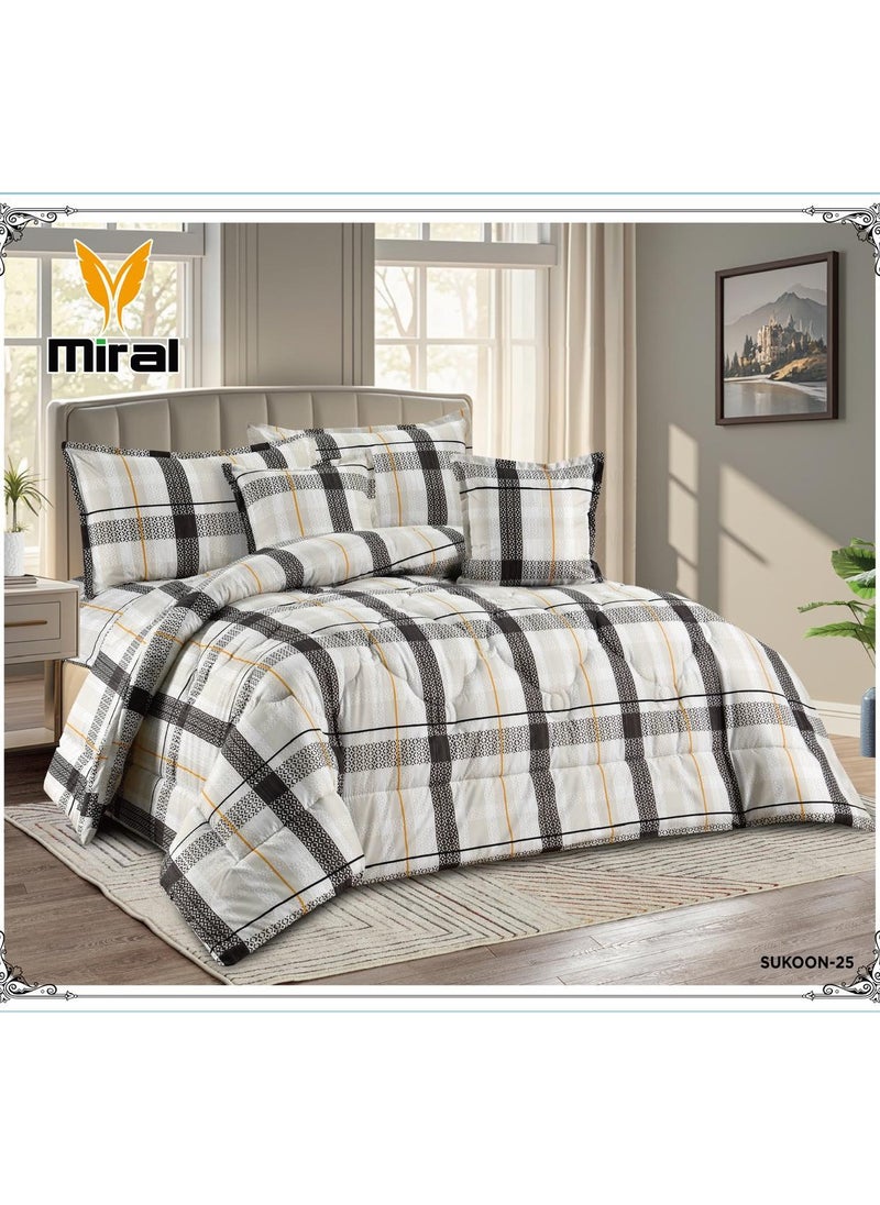 Miral 6-Piece Double Bed Comforter Set – Soft Printed Quilt with Full Fitted Sheet and Pillow Covers – Size 220×240 cm  - Image 1