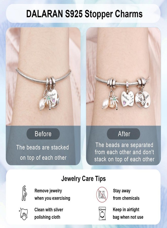 DALARAN Stopper Charms Sterling Silver Rubber Spacer Charms Stoppers Bead for Bracelets Necklaces 2PCS - Image 3