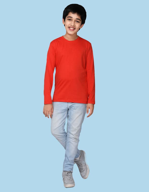 Nusyl Boys Solid Cotton Blend Tshirt – Soft, Warm & Comfortable Full-Sleeves T-Shirt | Casual Wear for Kids & Teen Boys | Full Sleeves T-Shirt |- NUBCTSF001-Singles Red - Image 4