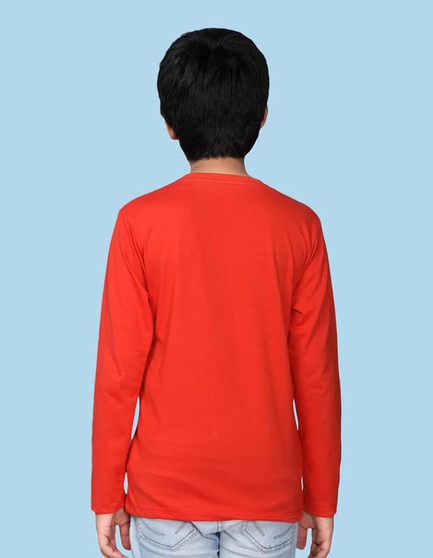 Nusyl Boys Solid Cotton Blend Tshirt – Soft, Warm & Comfortable Full-Sleeves T-Shirt | Casual Wear for Kids & Teen Boys | Full Sleeves T-Shirt |- NUBCTSF001-Singles Red - Image 2