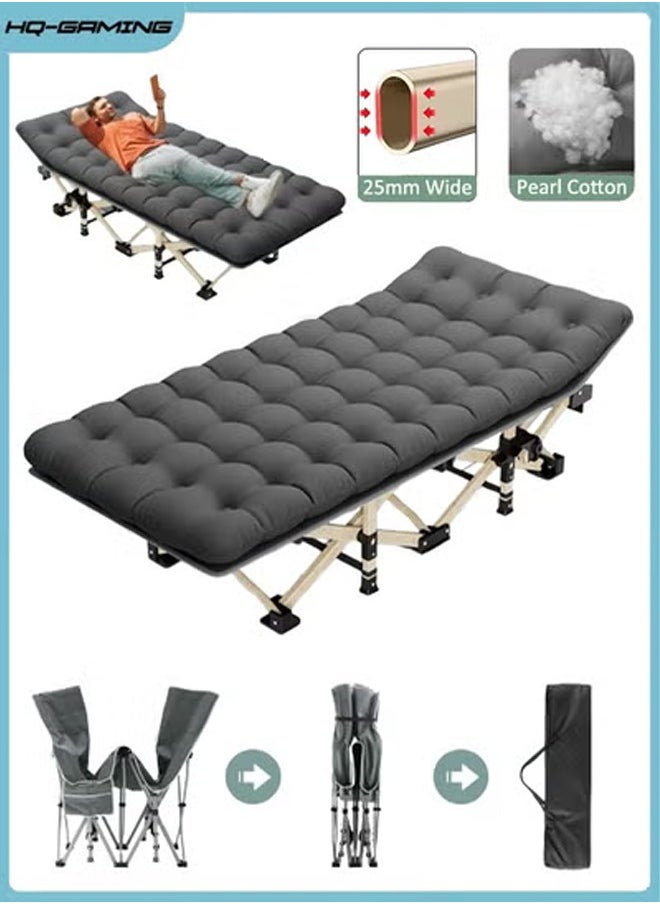 HQ-GAMING - Folding Bed, Portable Sleeping Cot with Mattress, Single Person Nap Bed for Office, Camping, and Home with Easy-to-Carry Design and Simple Folding Mechanism Folding Camping Cots for Adults - Image 1