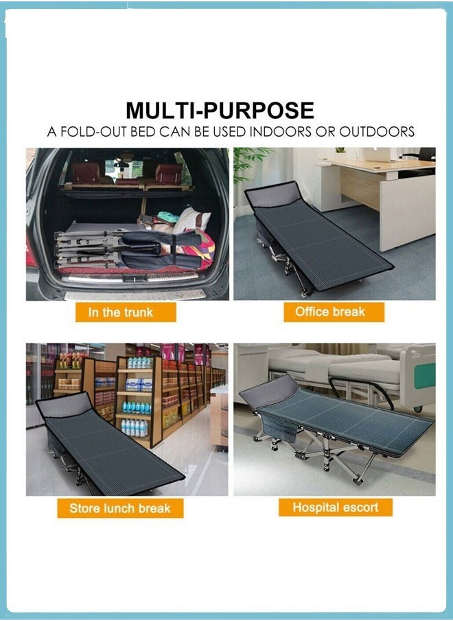 HQ-GAMING - Folding Bed, Portable Sleeping Cot with Mattress, Single Person Nap Bed for Office, Camping, and Home with Easy-to-Carry Design and Simple Folding Mechanism Folding Camping Cots for Adults - Image 1