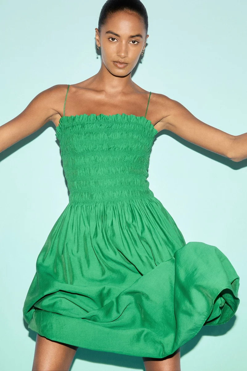 H&M Smocked-bodice strappy dress