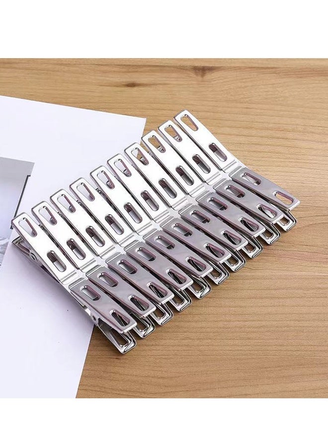 HOMESTAR 20 Packs Heavy Duty Clothes Pins Stainless Steel Clothespins Laundry Clips Metal Clothes Pegs Clothing Clips for Hanging Clothes Home Outdoor, Silver - Image 1