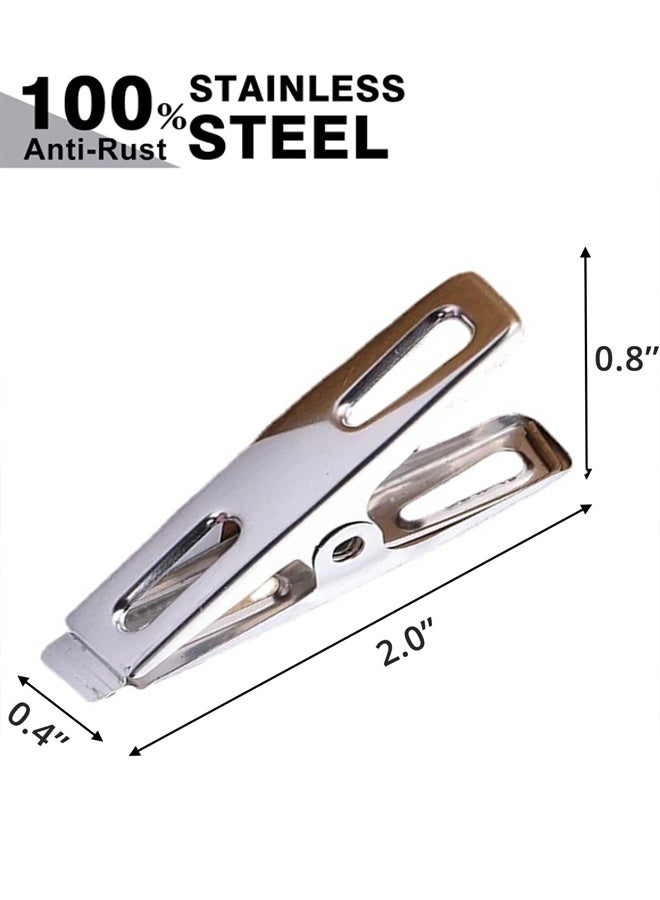 HOMESTAR 20 Packs Heavy Duty Clothes Pins Stainless Steel Clothespins Laundry Clips Metal Clothes Pegs Clothing Clips for Hanging Clothes Home Outdoor, Silver - Image 2