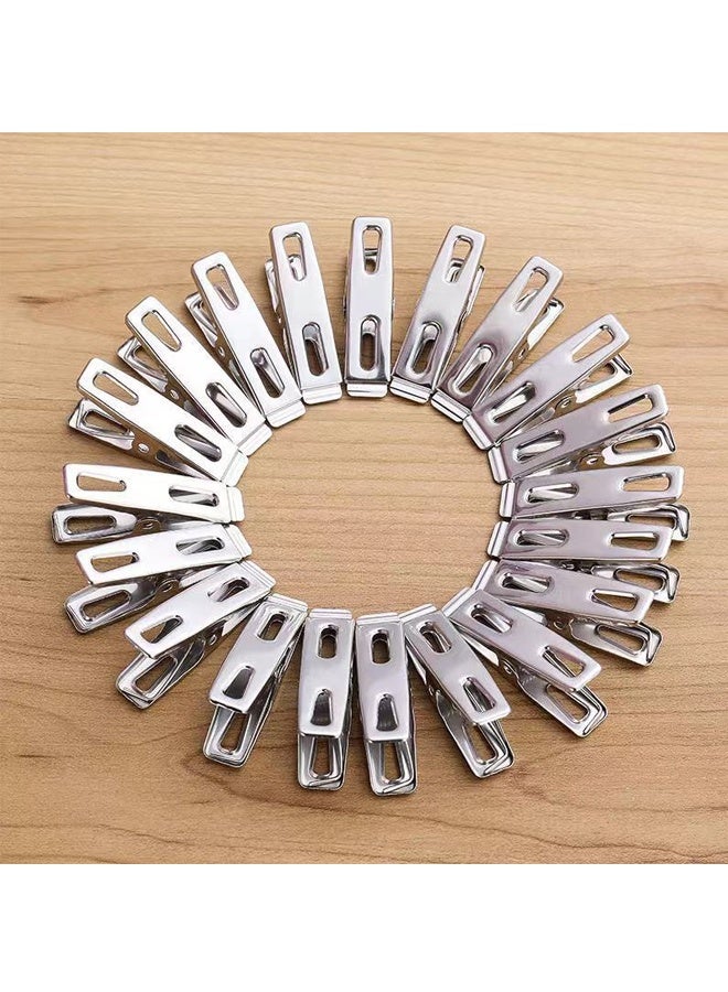 HOMESTAR 20 Packs Heavy Duty Clothes Pins Stainless Steel Clothespins Laundry Clips Metal Clothes Pegs Clothing Clips for Hanging Clothes Home Outdoor, Silver - Image 4