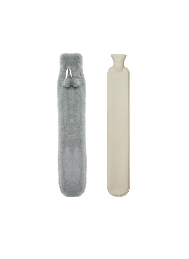 Lifenpure - Lifenpure Long Hot Water Bottle With Grey Plush Cover - Image 1