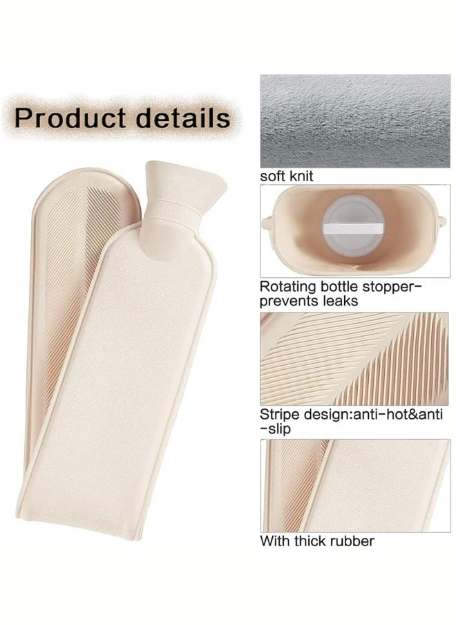 Lifenpure - Lifenpure Long Hot Water Bottle With Grey Plush Cover - Image 1