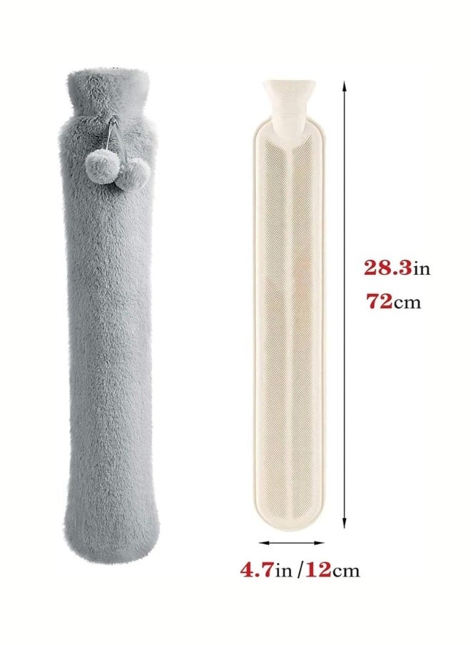 Lifenpure - Lifenpure Long Hot Water Bottle With Grey Plush Cover - Image 1