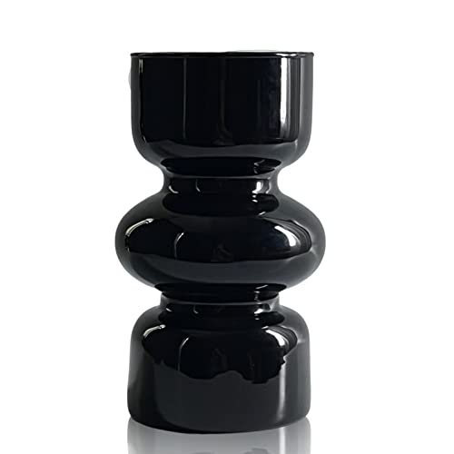 BLOFLO STU BLOFLO Black Glass Hydroponic Vase, 7Inches Glass Vase for Flower, Modern Geometric Three-Layer Floral Vases for Home Office, Wedding Table Decoration(Black) - Image 1