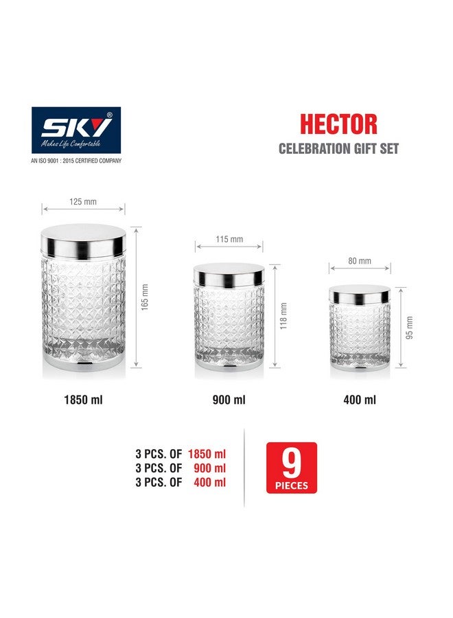 سكاي مجموعة هدايا سكاي هيكتور بيج سيليبريشن، 9 قطع، لتخزين الحيوانات الأليفة، للمطبخ (400 مل × 3,900 مل × 3,1800 مل × 3)، فضي - Image 5