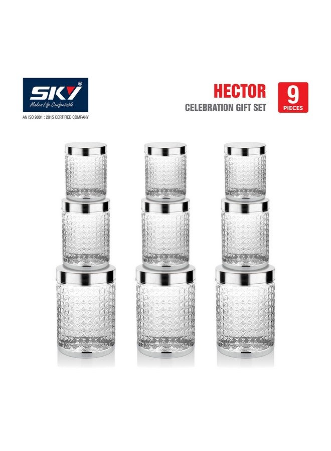 سكاي مجموعة هدايا سكاي هيكتور بيج سيليبريشن، 9 قطع، لتخزين الحيوانات الأليفة، للمطبخ (400 مل × 3,900 مل × 3,1800 مل × 3)، فضي - Image 2