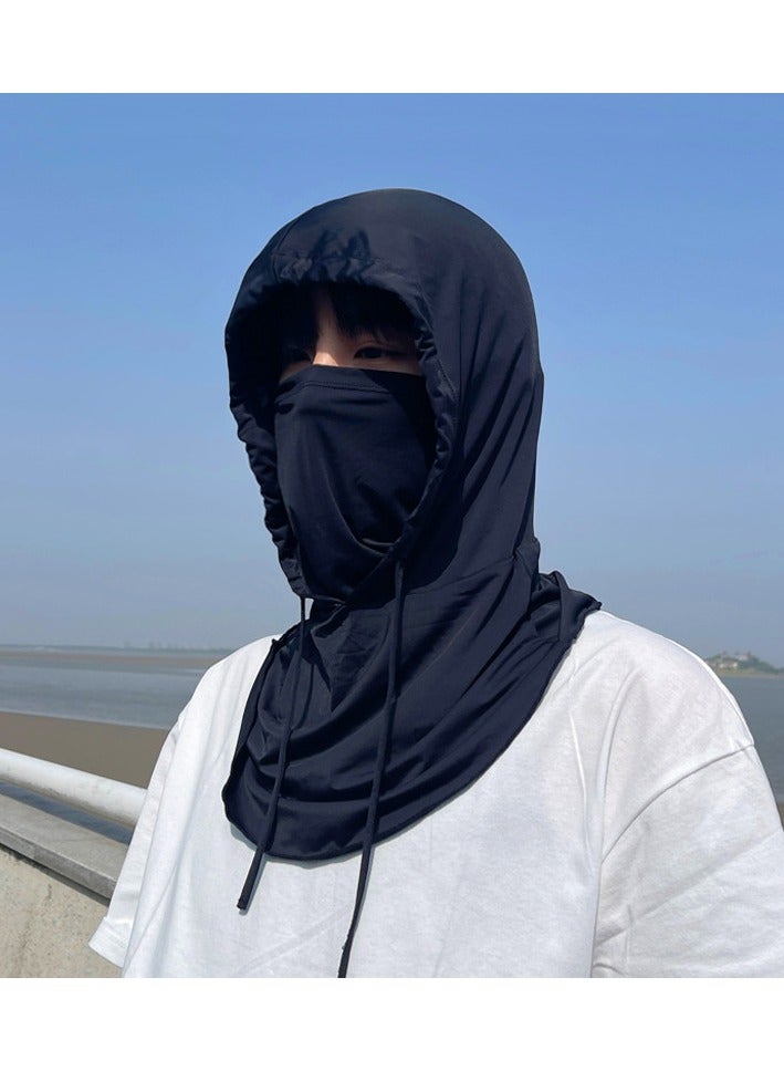 Generic Unisex Full Face Mask Hat Integrated Neck Guard Breathable Cycling Hood Ice Silky Scarf - Outdoor Sports Gear, Sunscreen Face Covering, Hand Washable, Black, Clothing | Versatile Headgear | Breathable Fabri  - Image 1