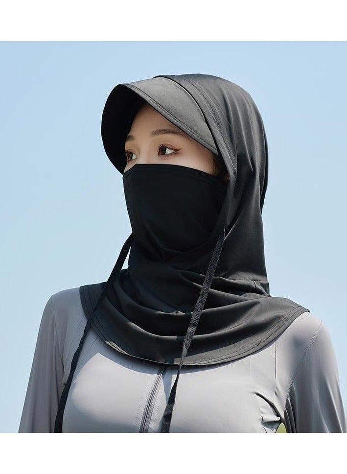 Generic Unisex Full Face Mask Hat Integrated Neck Guard Breathable Cycling Hood Ice Silky Scarf - Outdoor Sports Gear, Sunscreen Face Covering, Hand Washable, Black, Clothing | Versatile Headgear | Breathable Fabri  - Image 3