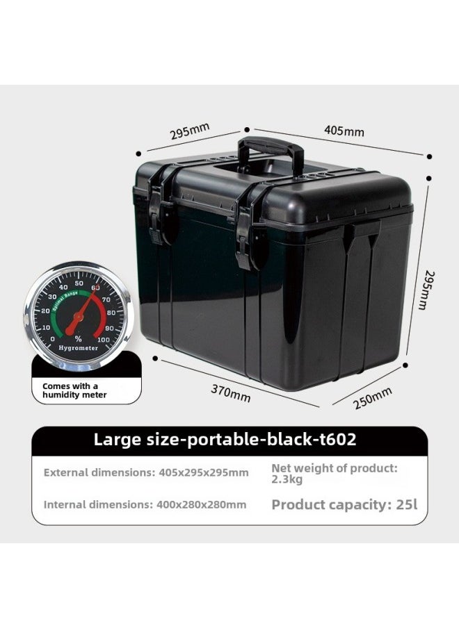 Generic Moisture-proof Storage Box Handle Safety Protection Box Waterproof Multifunctional Outdoor Home Fishing Camping Toolbox-Color:T602 Large  Handle Model + Comes With Hygrometer + Sponge Pad  - Image 1