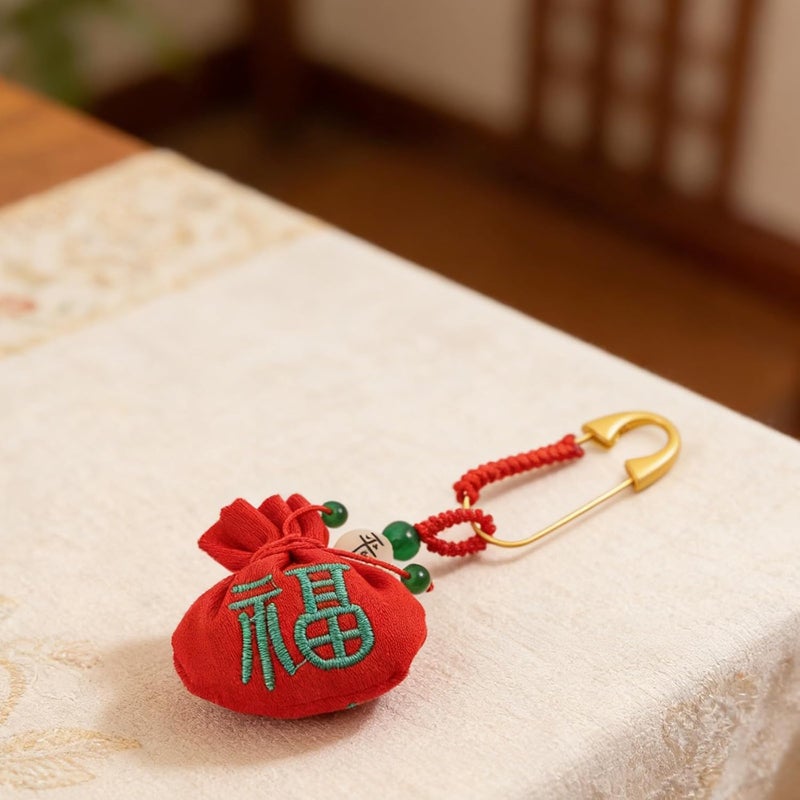 Baby Memorial Pouch - Baby Keepsake Bag for Umbilical Cord and Fetal Hair - Chinese Memory Storage Drawstring Bag with Pin for First Hair - Image 5