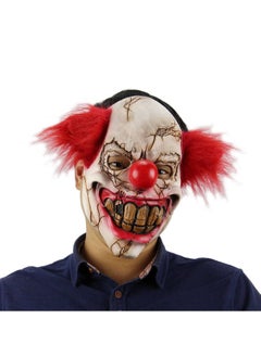 Horror Role-Playing Clown Mask Party Costume Decoration Ring House Decoration Props Horror Latex Mask (Red Hair Half Face Clown)
