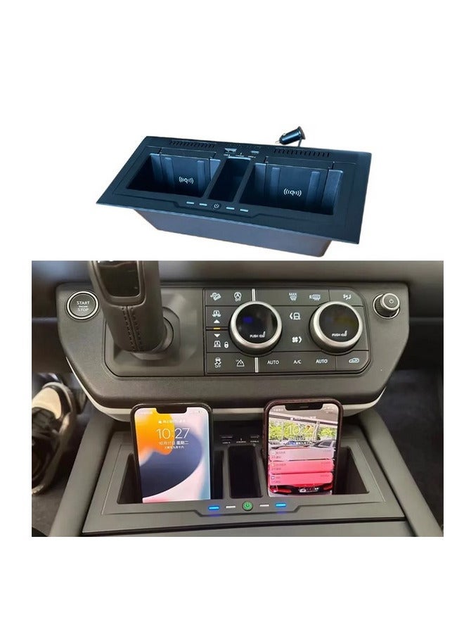 العييجة ضمان لمدة سنة واحدة صندوق تخزين حامل شاحن سيارة لاسلكي - متوافق مع LR Defender 90/110 2D/4D (2020+) - Image 1
