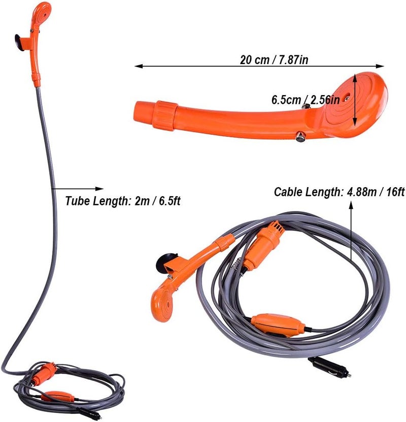 klarako Portable Shower, 12V Car Plug Handheld Indoor Outdoor Portable Vehicle-Mounted Shower Kit Pet Shower for Camping Travel Pet Bath Car Washing Shower - Image 2