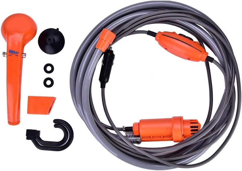 klarako Portable Shower, 12V Car Plug Handheld Indoor Outdoor Portable Vehicle-Mounted Shower Kit Pet Shower for Camping Travel Pet Bath Car Washing Shower - Image 1