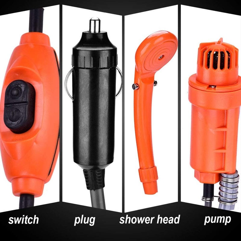 klarako Portable Shower, 12V Car Plug Handheld Indoor Outdoor Portable Vehicle-Mounted Shower Kit Pet Shower for Camping Travel Pet Bath Car Washing Shower - Image 3
