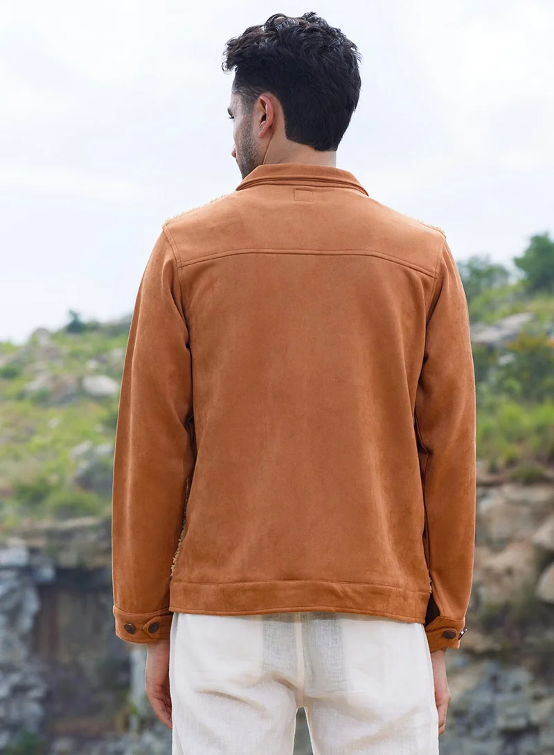 CAHOOT  Men's Tan Brown Contrast Sherpa Jacket for Men | Best Price UAE
